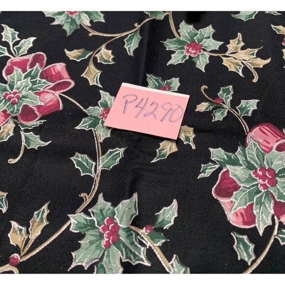Vintage Concord Fabrics Holly & Berries Christmas Fat Quarter 18x22 Cotton Black - Picture 5 of 5